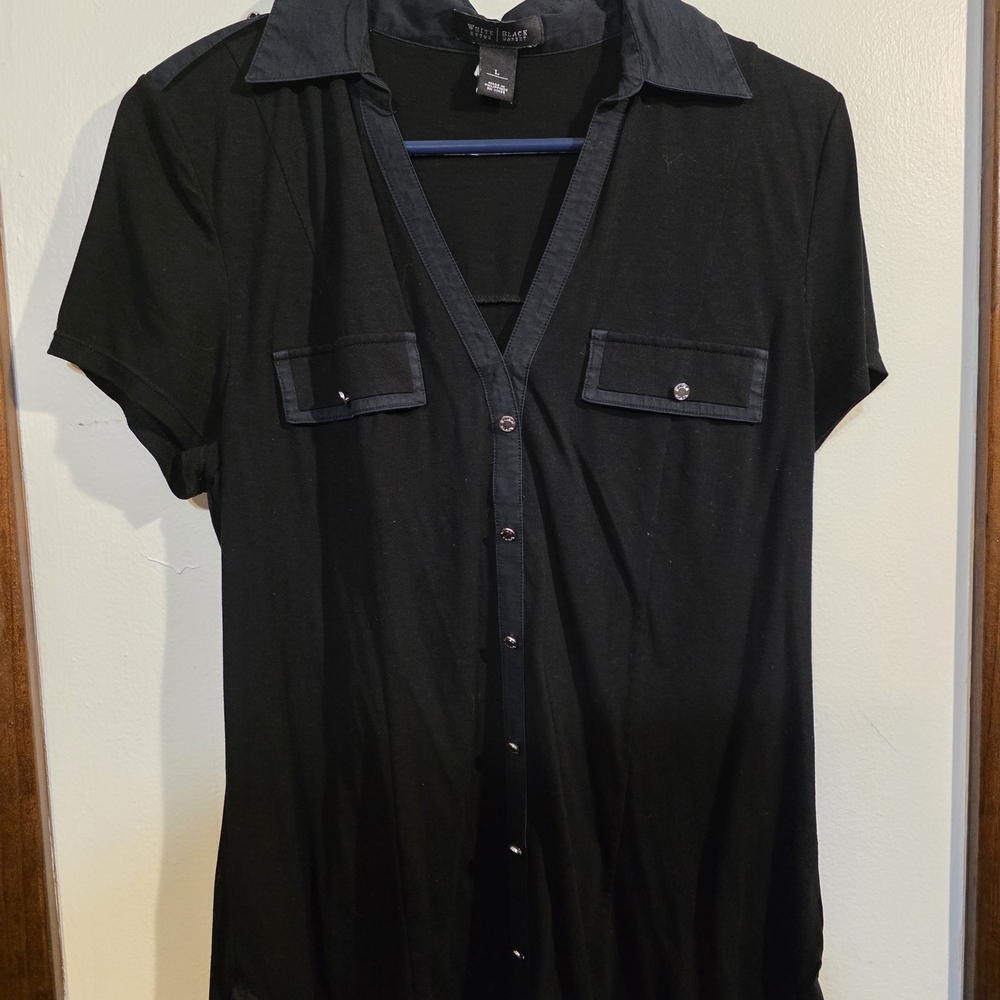 White House Black Market Black Button Down Shirt